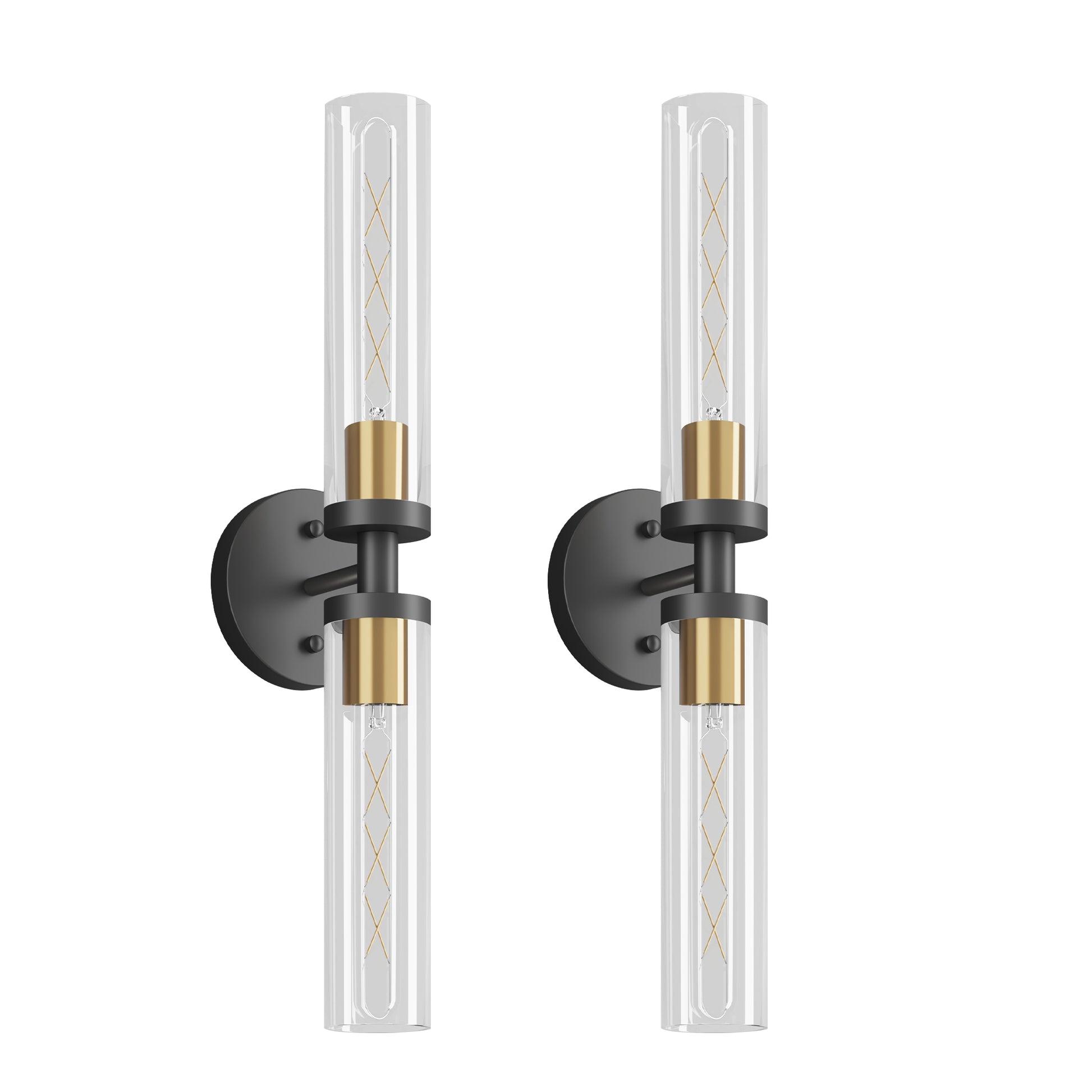 Black & Gold Wall Sconce with Clear Glass, Set of 2 - view 9