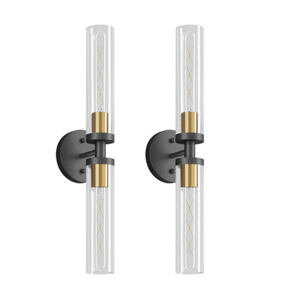 Black & Gold Wall Sconce with Clear Glass, Set of 2 - view 9