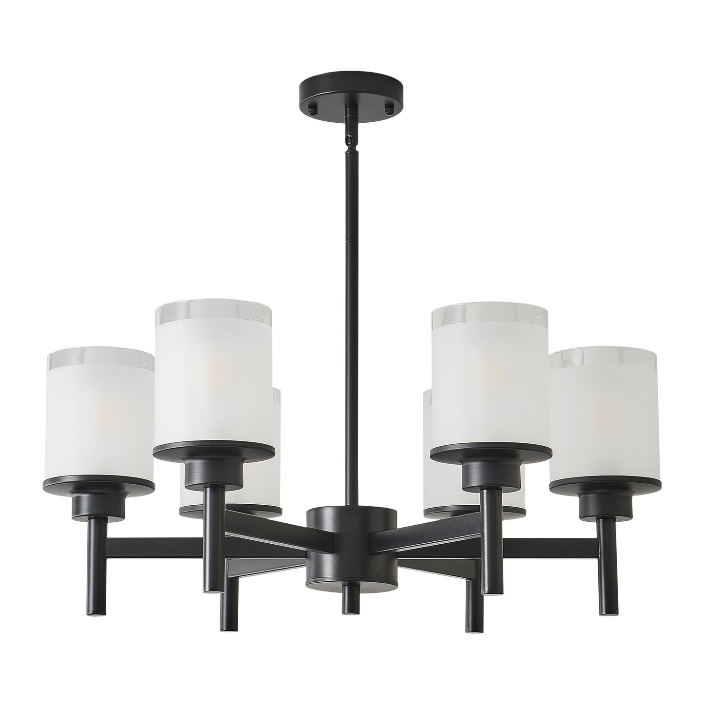 6-Light Black Farmhouse Chandelier with Frosted Glass - view 15