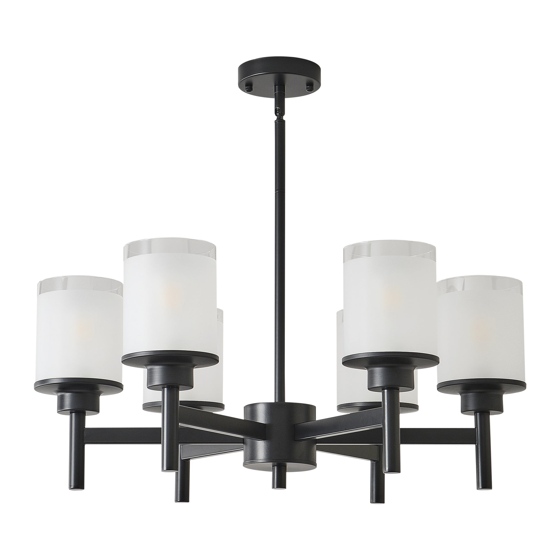 6-Light Black Farmhouse Chandelier with Frosted Glass - view 15