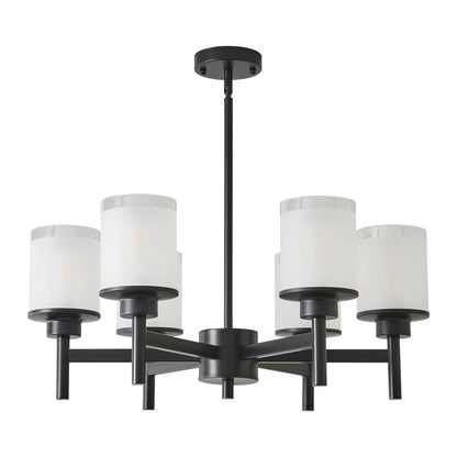 6-Light Black Farmhouse Chandelier with Frosted Glass - view 15