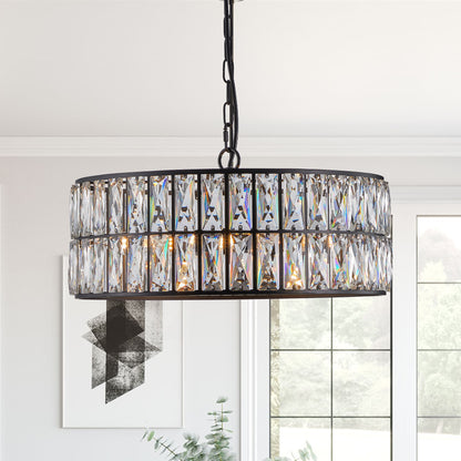 18" 6-Light Black Crystal Drum Chandelier - view 5