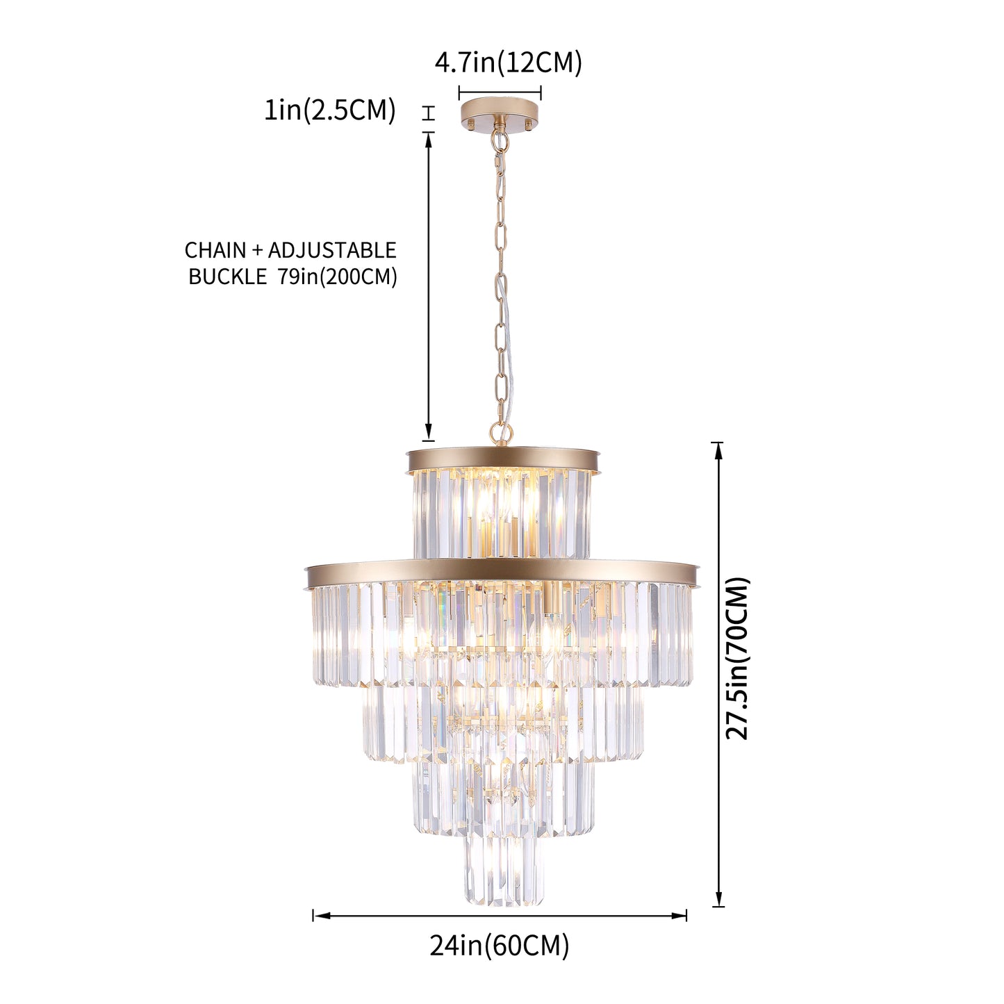 23.6" Gold Luxury Crystal Pendant Chandelier - view 11