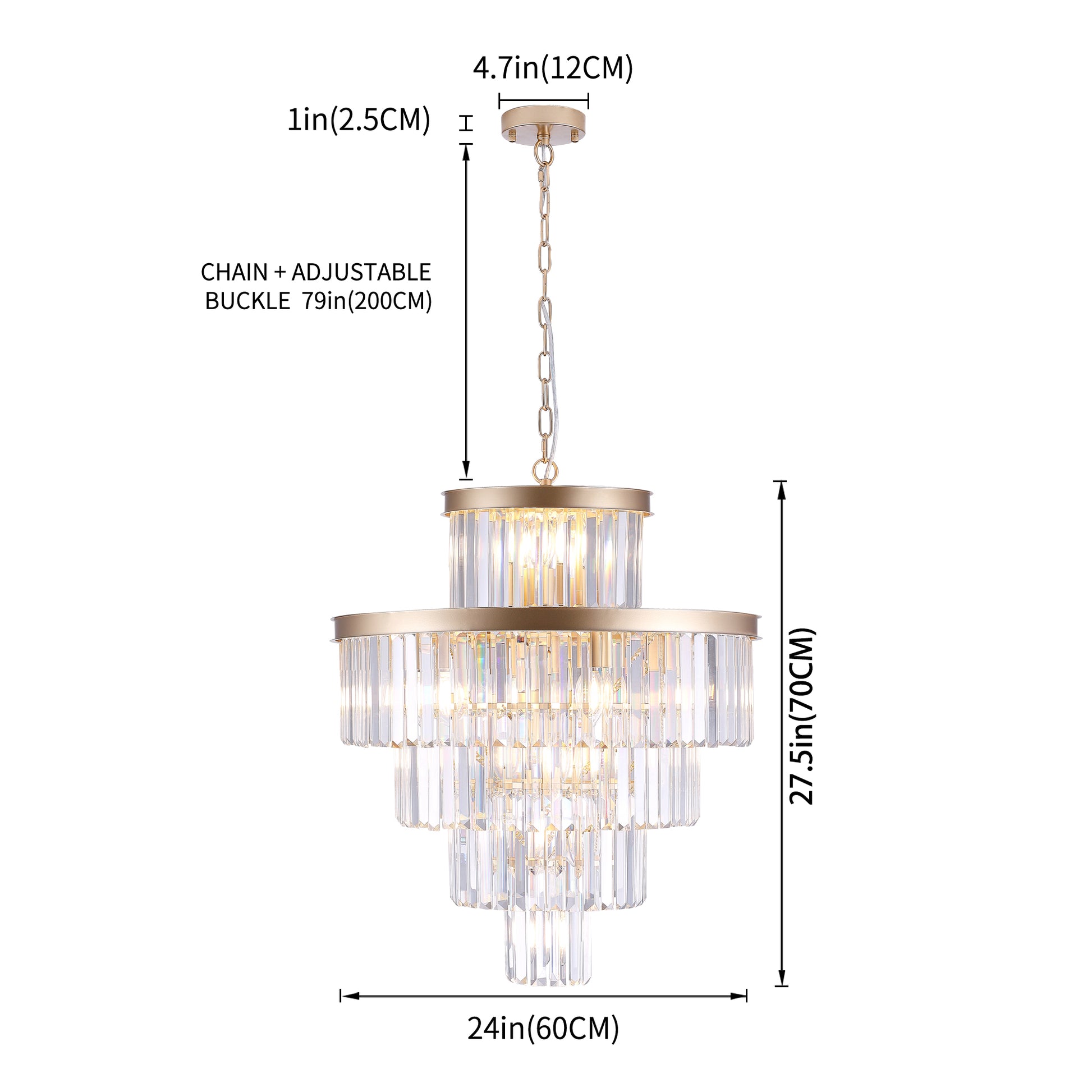 23.6" Gold Luxury Crystal Pendant Chandelier - view 11
