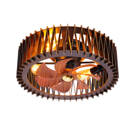 20" Wood Flush Mount Ceiling Fan with Remote