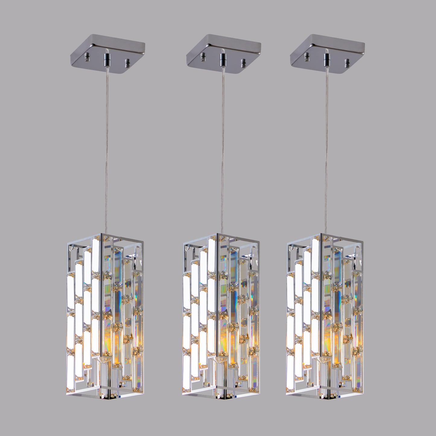 4" Chrome Crystal Pendant Light, Set of 3 - view 8