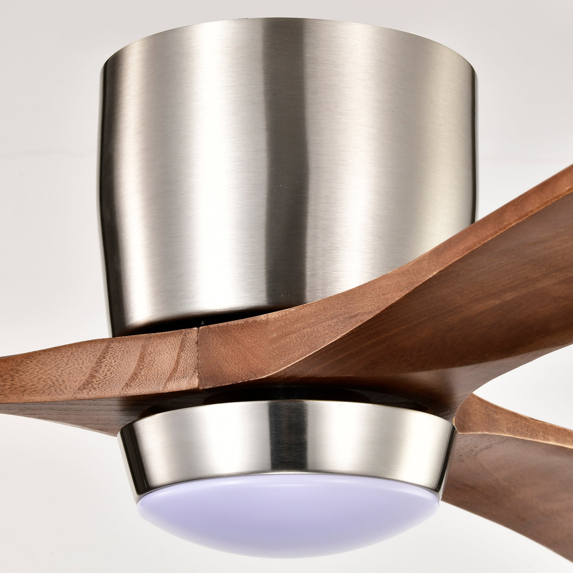 52" Nickel Flush Mount Wood Ceiling Fan with Remote - view 16