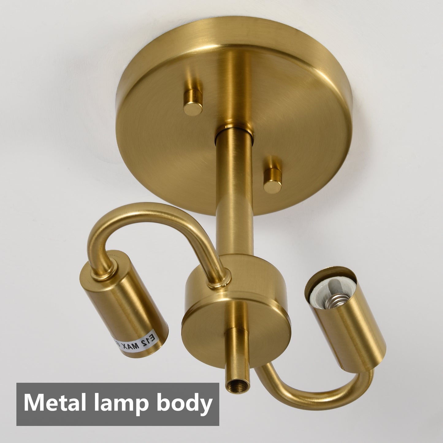 16.5" 2-Light Gold Glass Semi Flush Mount Ceiling Light - view 7