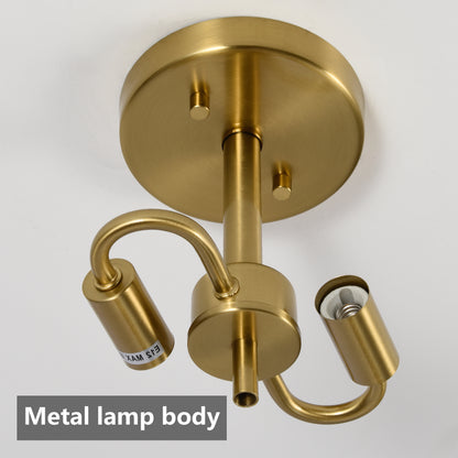 16.5" 2-Light Gold Glass Semi Flush Mount Ceiling Light - view 7