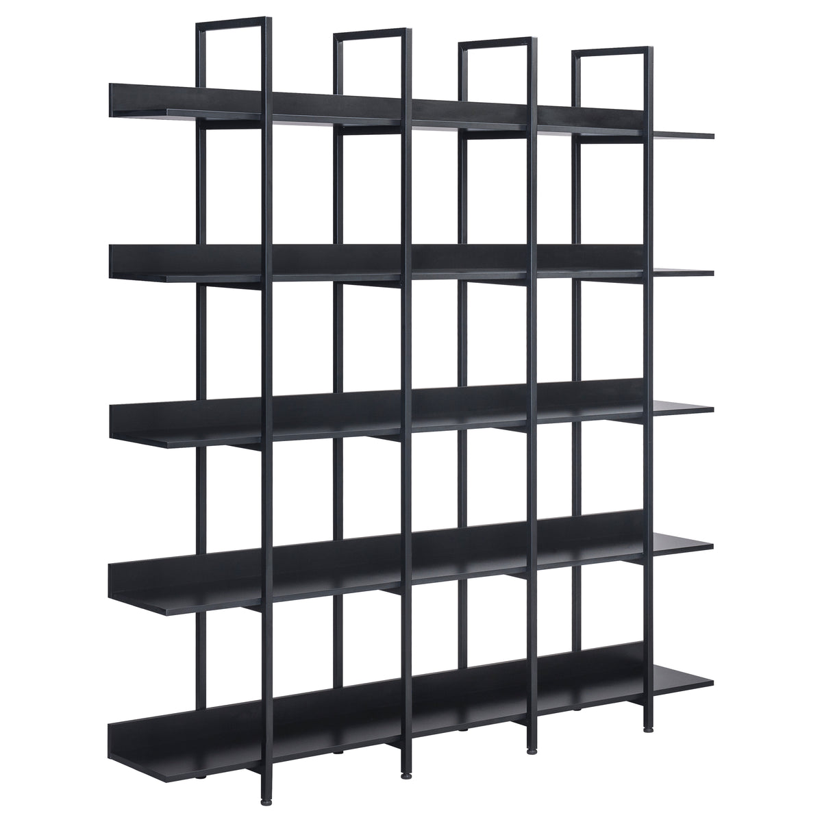 71" Black Industrial 5-Tier Metal Frame Bookcase
