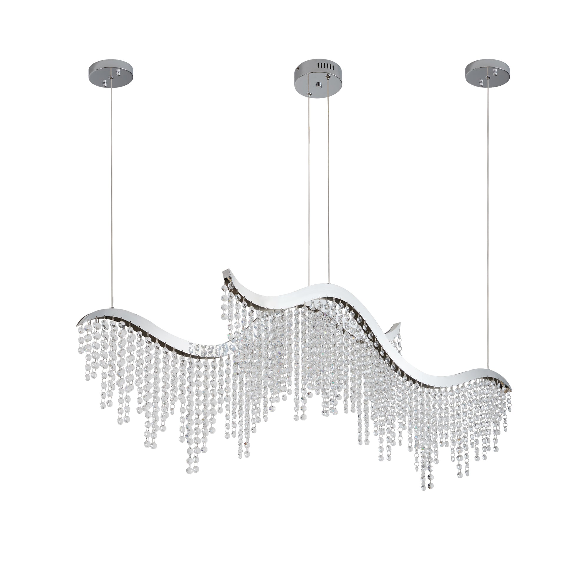 36" Chrome Wave Crystal Chandelier with LED - view 9