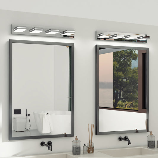 4-Light Modern Chrome LED Vanity Wall Light