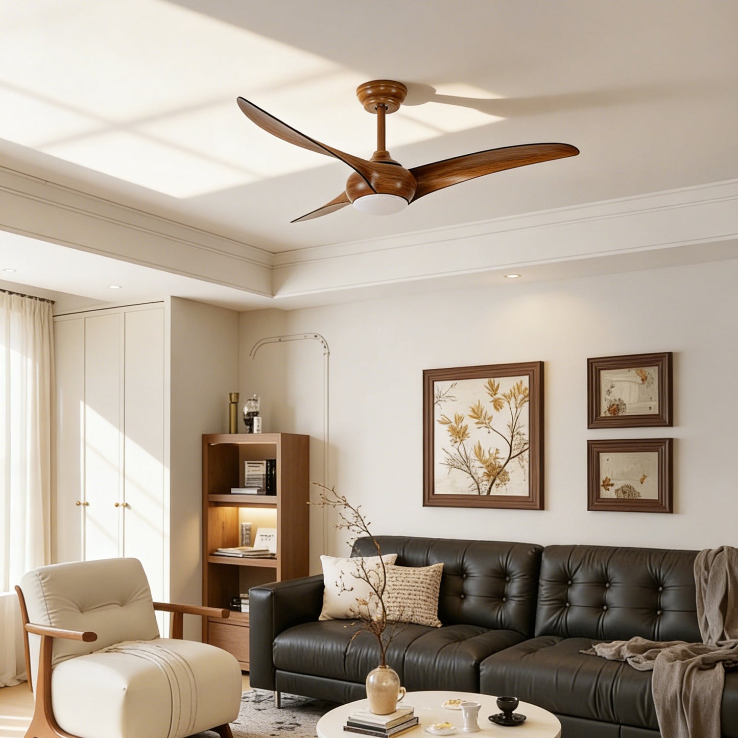 52" Wood Finish Ceiling Fan with LED Light and Remote - view 5