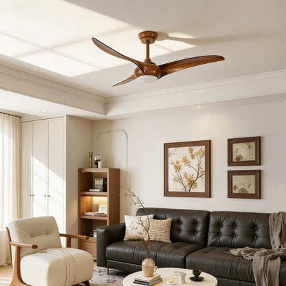 52" Wood Finish Ceiling Fan with LED Light and Remote - view 5