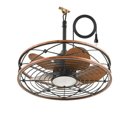20" Matte Black Outdoor Ceiling Fan with Light and Remote