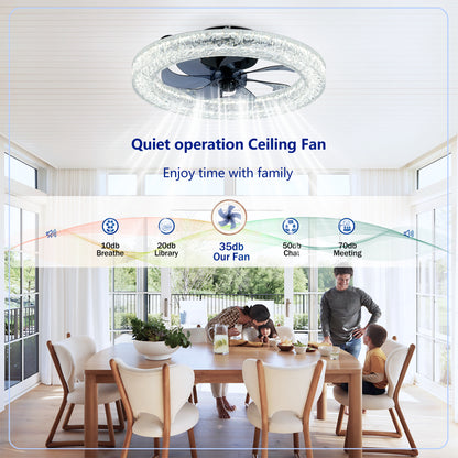 Matte Black Acrylic Ice Brick Ceiling Fan with Dimmable LED - view 12