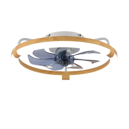 20" Matte White & Wood Ceiling Fan with Dimmable LED