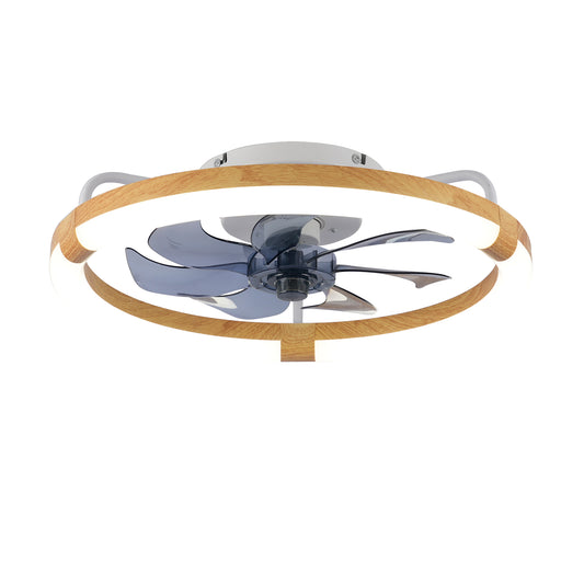 20" Matte White & Wood Ceiling Fan with Dimmable LED