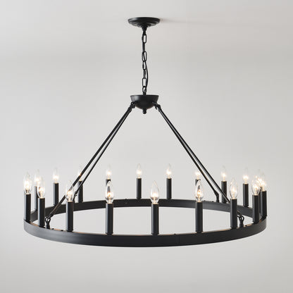 39.4" 20-Light Wagon Wheel Farmhouse Chandelier - view 14