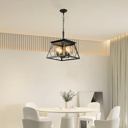 16" 4-Light Black Industrial Cage Chandelier - view 4