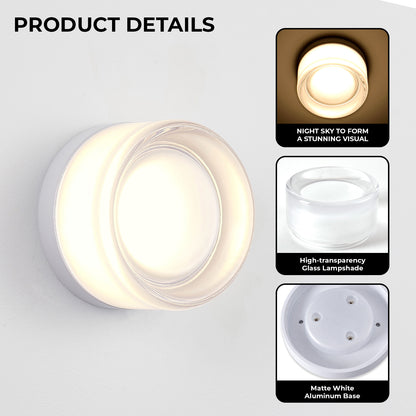 White Round Glass LED Indoor Outdoor Wall Light - view 3