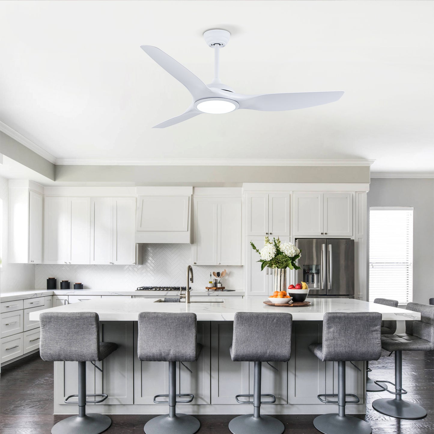 52" Matte White Ceiling Fan with LED Light & Remote - view 4
