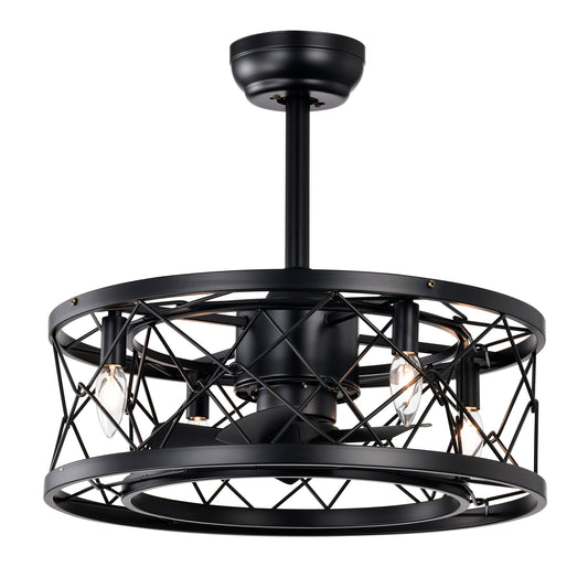 20" Matte Black Modern Enclosed Ceiling Fan