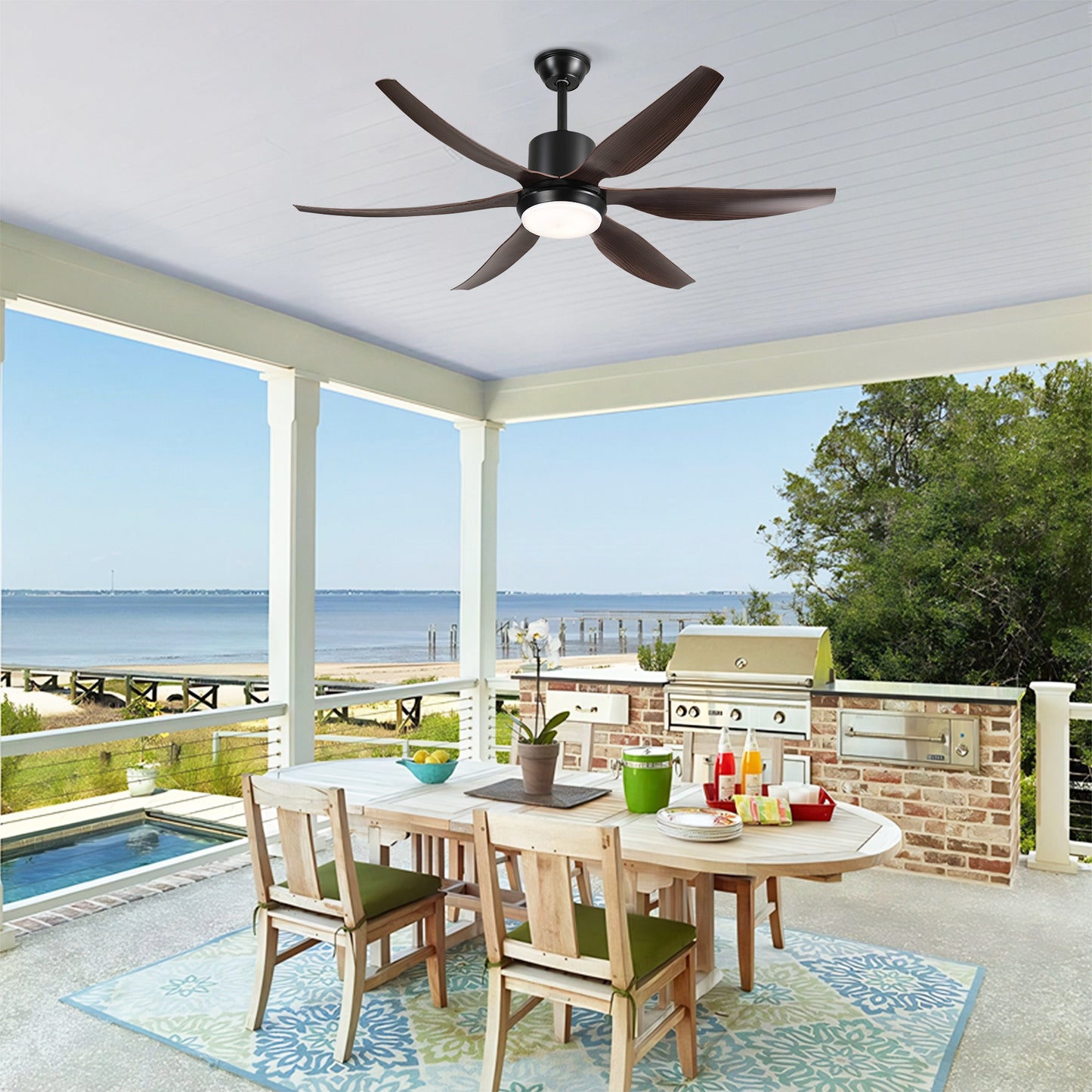 56" Matte Black 6-Blade Ceiling Fan with Remote - view 6