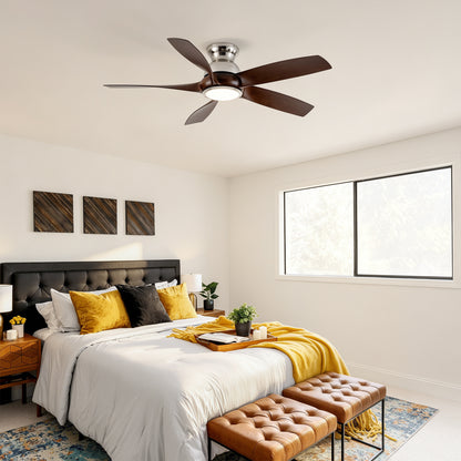 56" Nickel & Wood Ceiling Fan with Remote - view 4