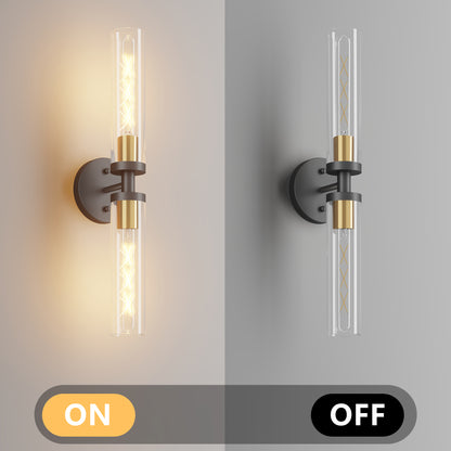 Black & Gold Wall Sconce with Clear Glass, Set of 2 - view 6