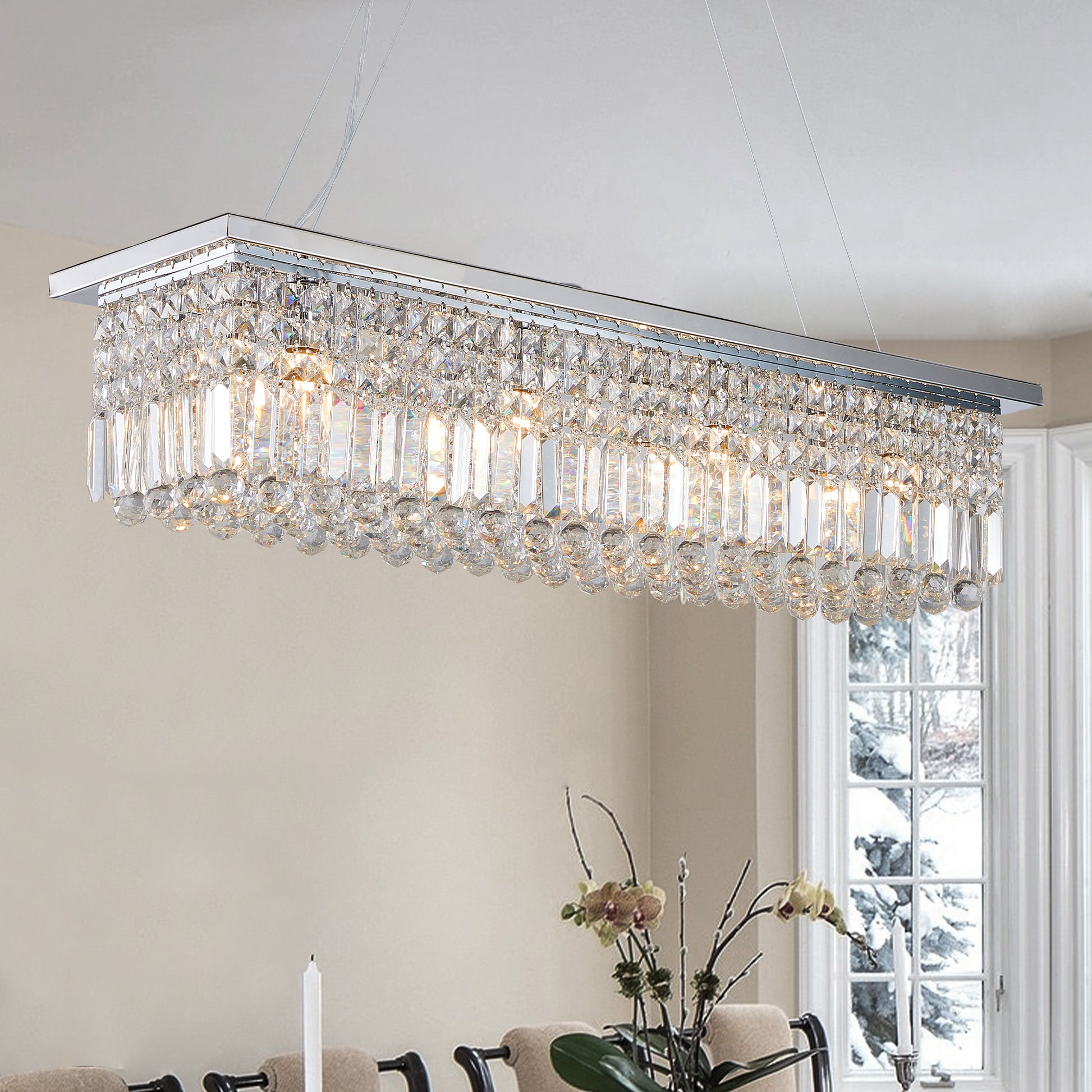 39.4" 8-Light Chrome Raindrop Crystal Chandelier - view 5