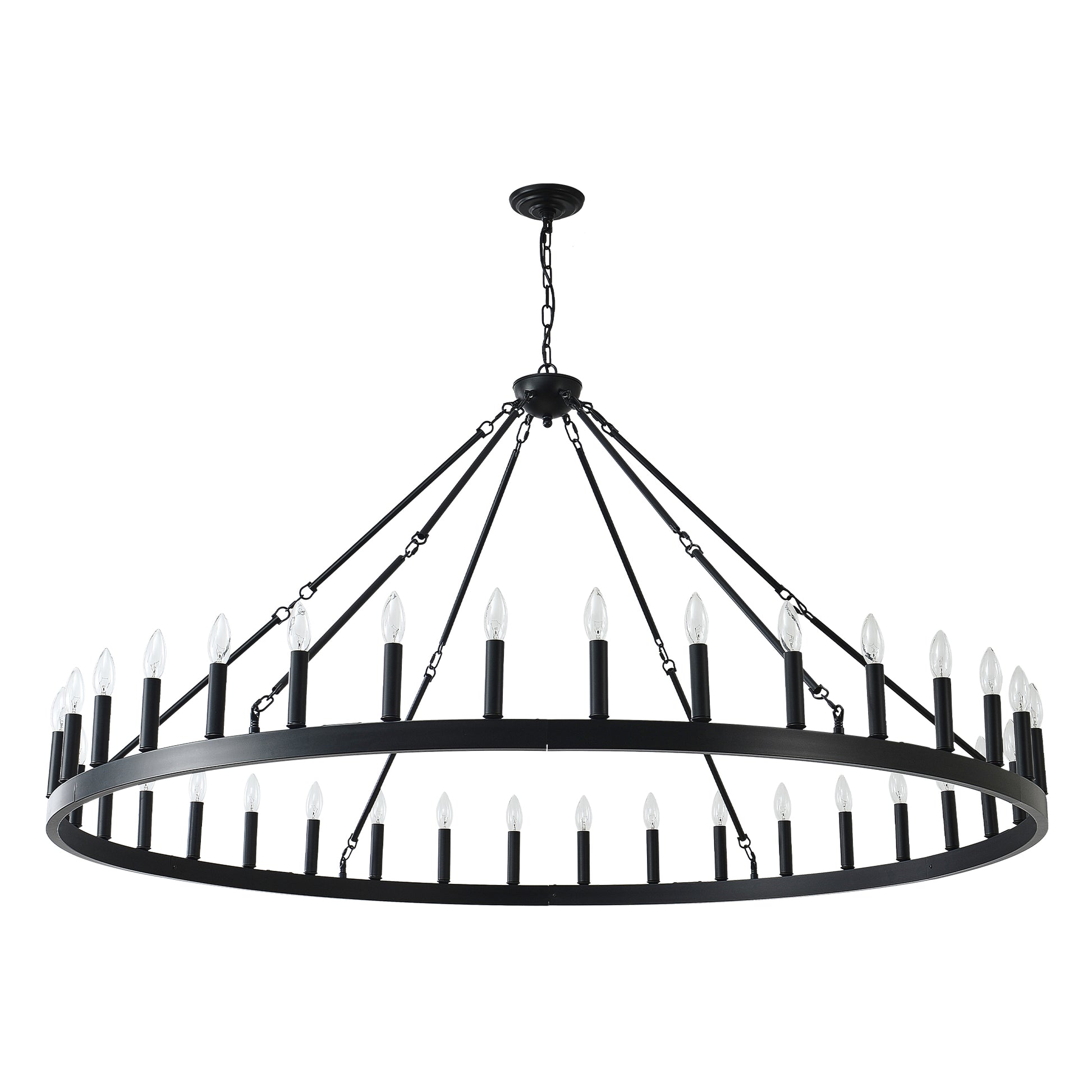 63.8" 36-Light Wagon Wheel Farmhouse Chandelier - view 19