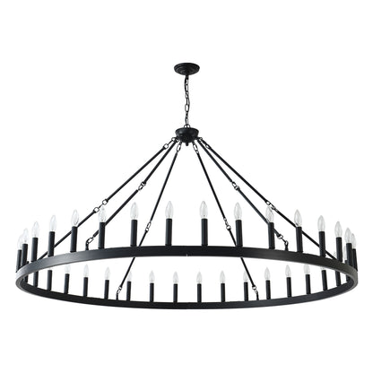 63.8" 36-Light Wagon Wheel Farmhouse Chandelier - view 19