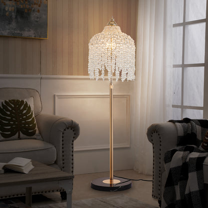 3-Light Gold Waterfall Crystal Floor Lamp - view 3