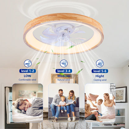 23.62" Wood Flush Mount Ceiling Fan with Dimmable LED - view 14