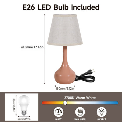 Pink Dimmable Bedside Table Lamp, Set of 2 - view 9