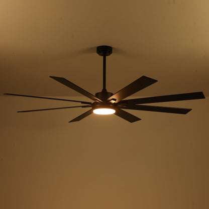72" Matte Black 8-Blade Ceiling Fan with Dimmable LED - view 25