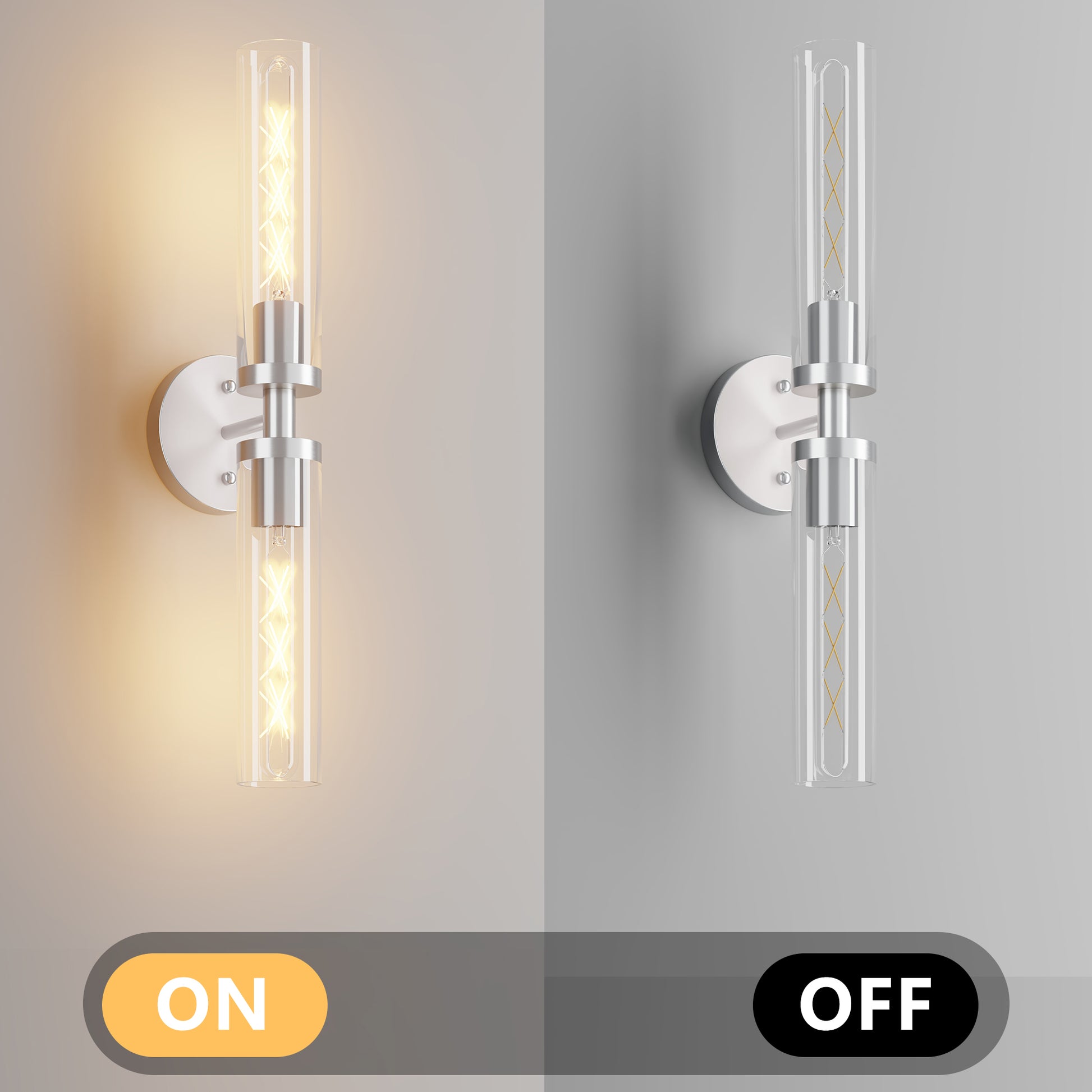 Brushed Nickel Wall Sconce with Clear Glass, Set of 2 - view 6