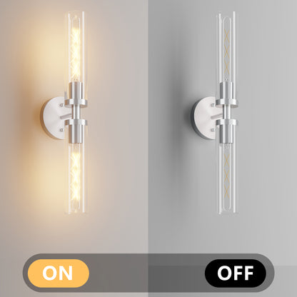 Brushed Nickel Wall Sconce with Clear Glass, Set of 2 - view 6