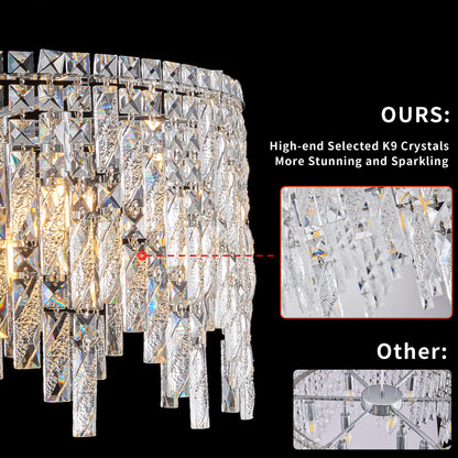 24" Modern Round Silver Crystal Chandelier - view 3