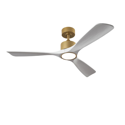 52" Gold and White Solid Wood Ceiling Fan with Dimmable LED - view 13