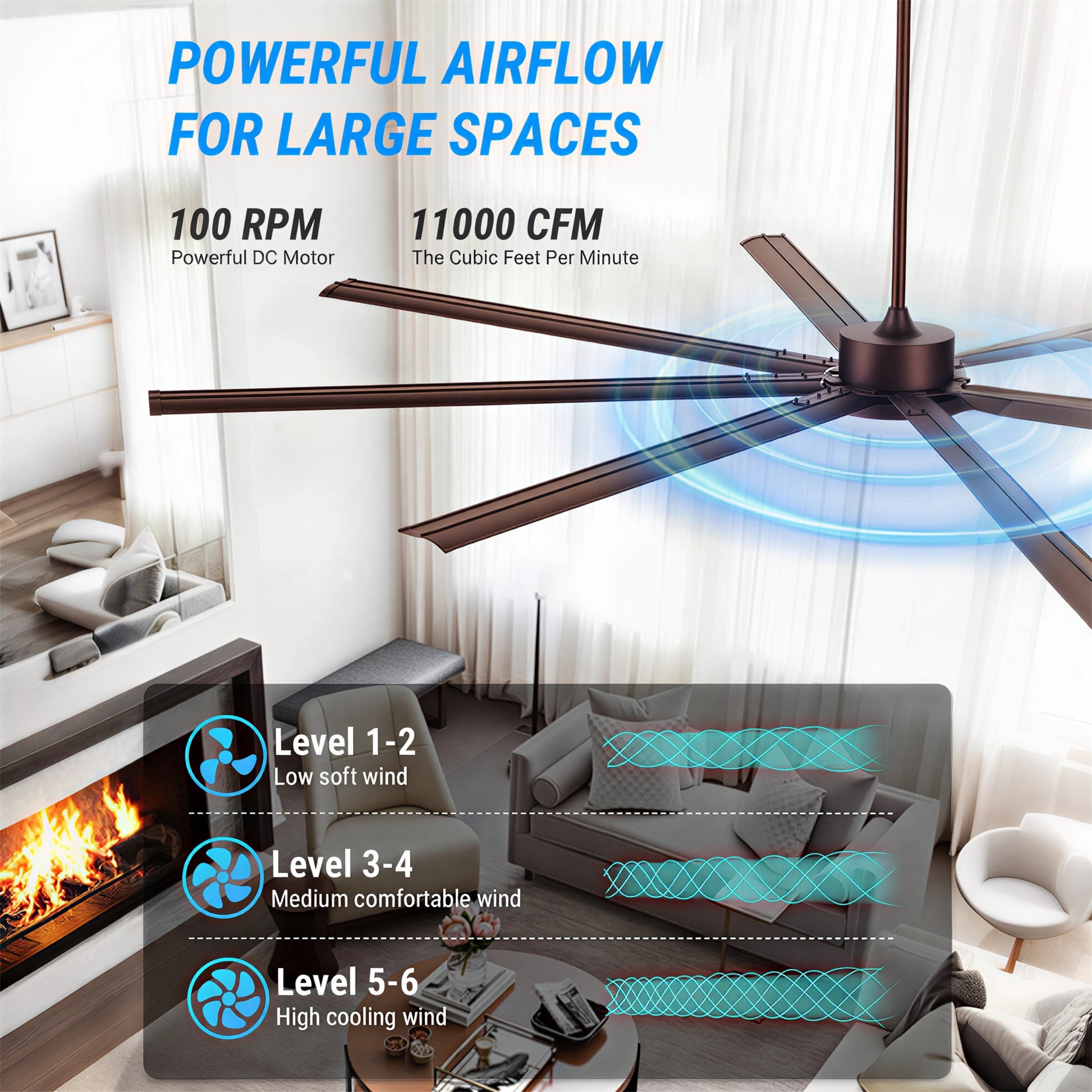 96" Coffee Industrial Ceiling Fan with Remote - view 12