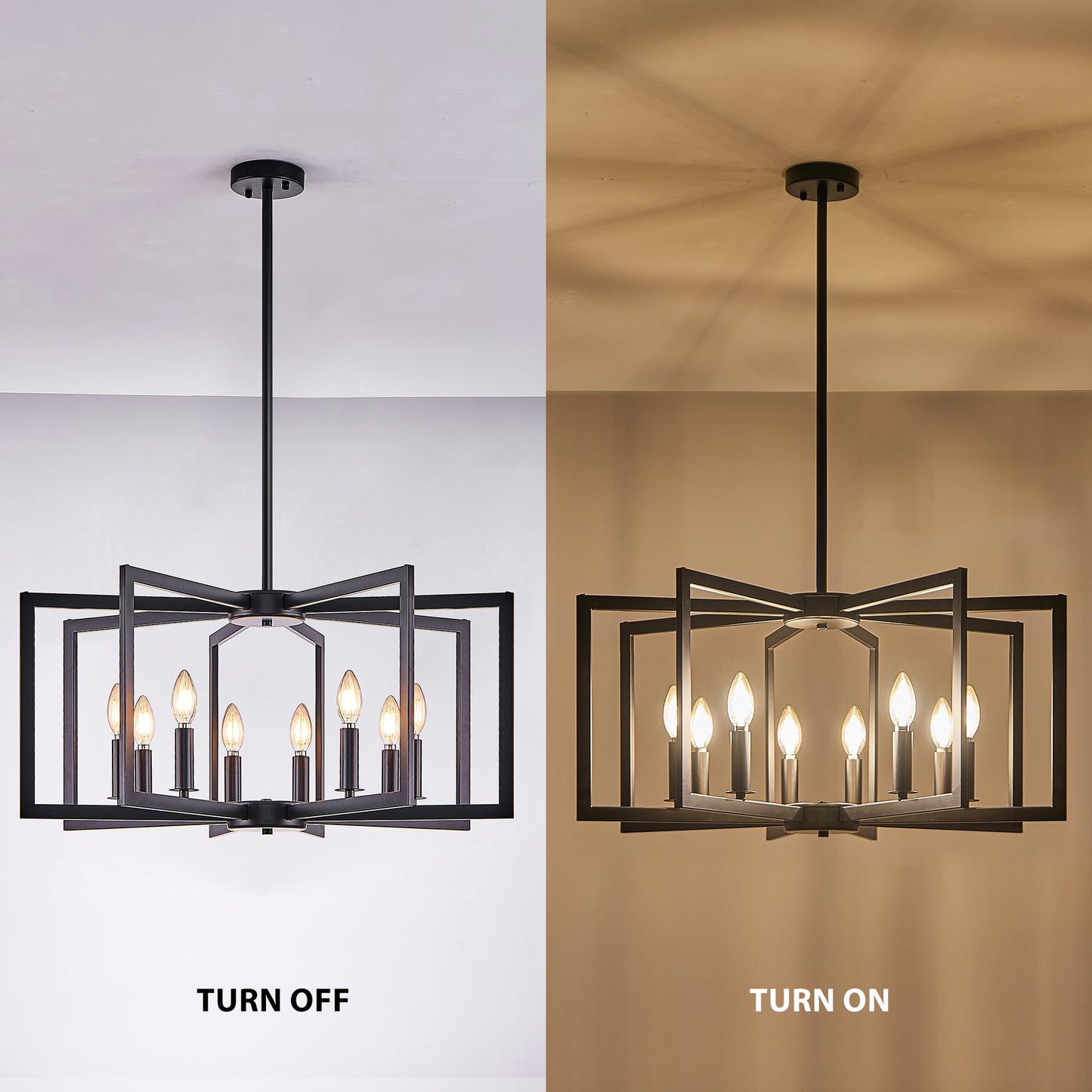 27" 8-Light Black Geometric Chandelier - view 7