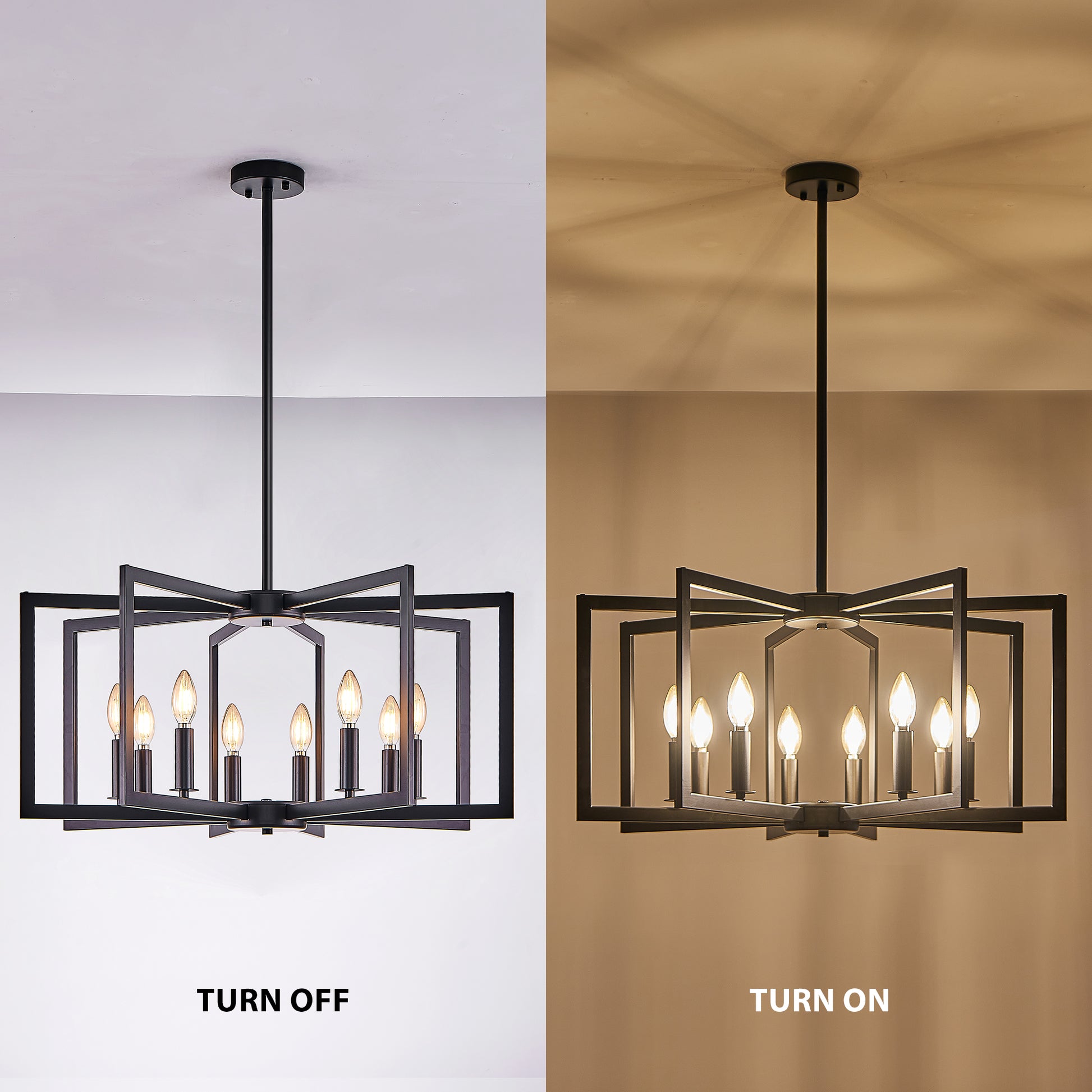 27" 8-Light Black Geometric Chandelier - view 7
