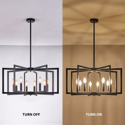 27" 8-Light Black Geometric Chandelier - view 7