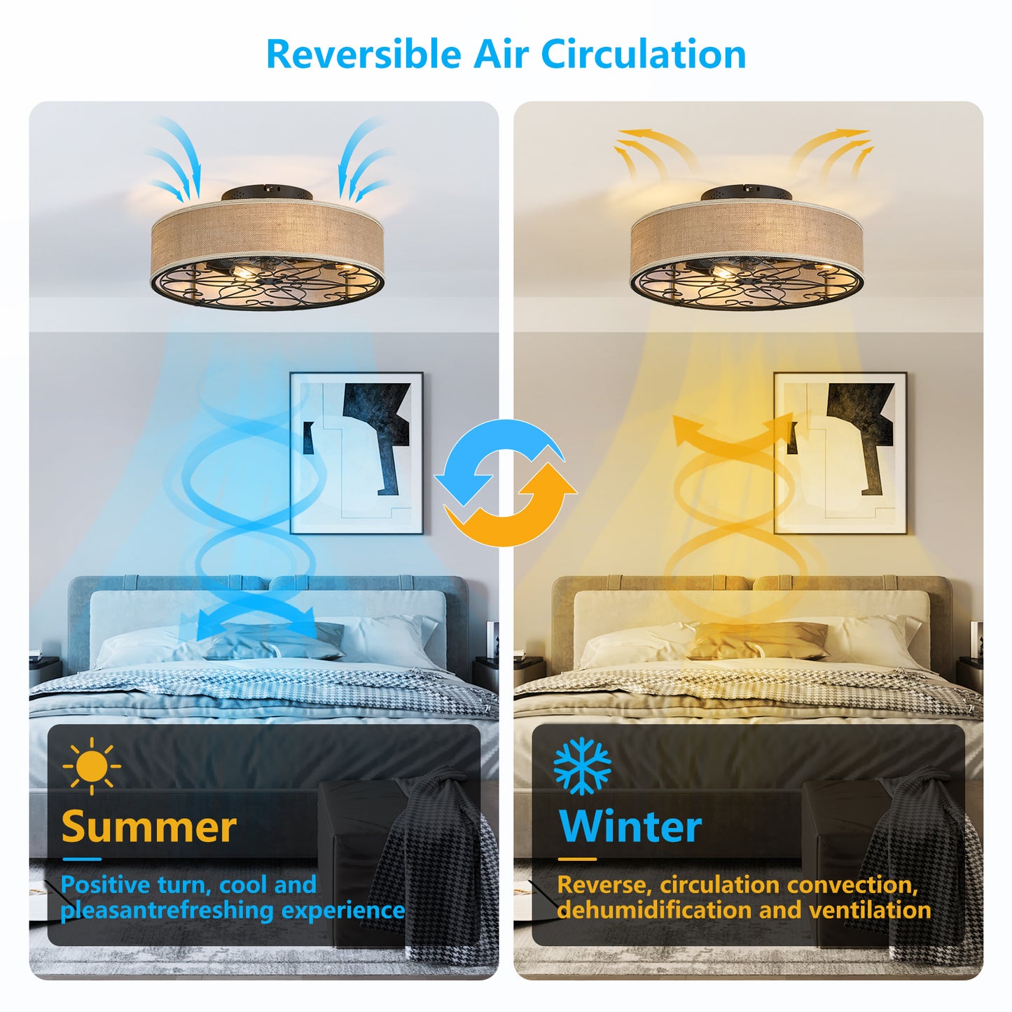 20" Black Farmhouse Caged Ceiling Fan with Remote - view 6
