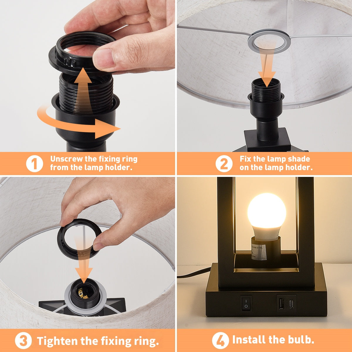 20.5" Black Farmhouse Touch Table Lamp - view 7