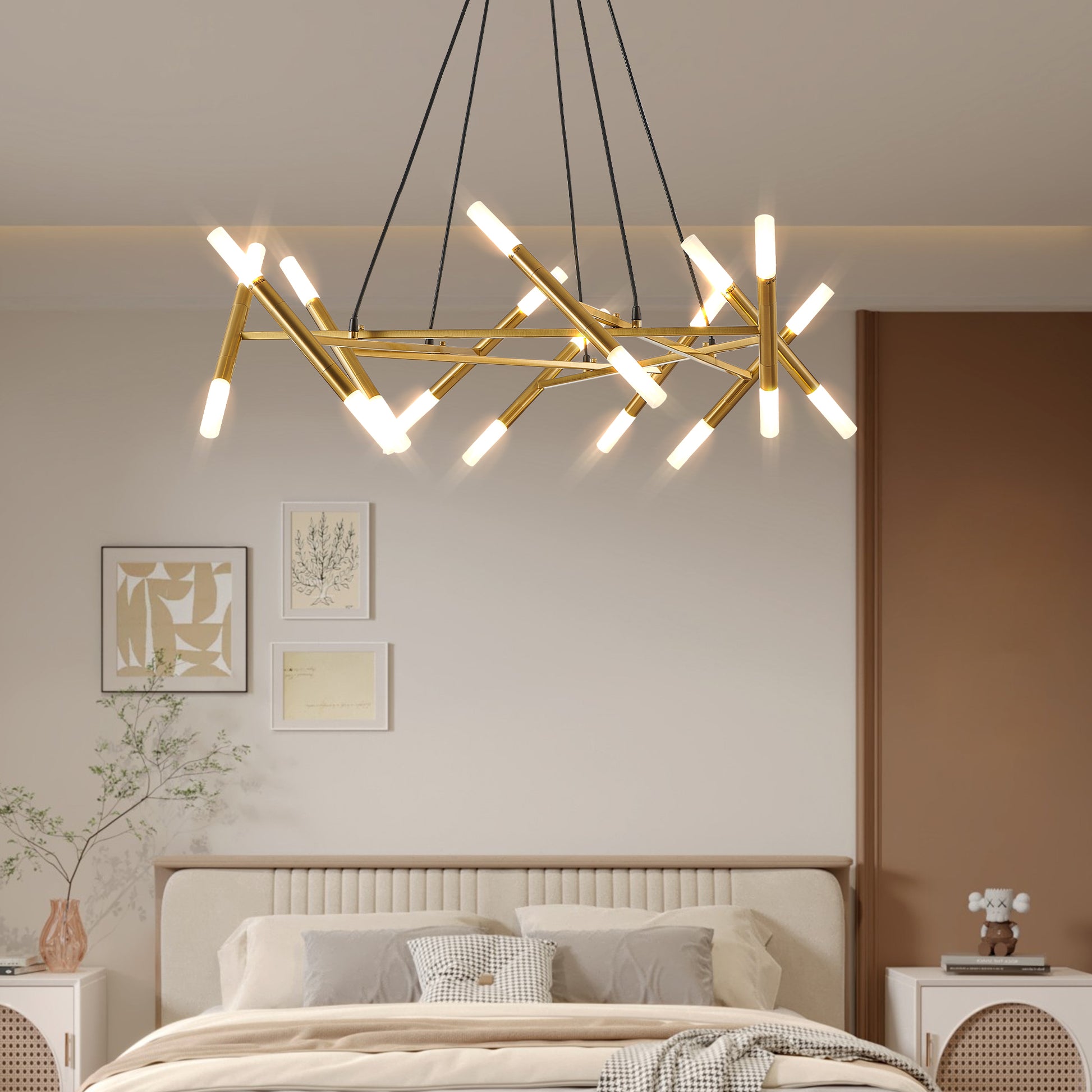 41" Gold Branch Chandelier with Frosted Tubes - view 4