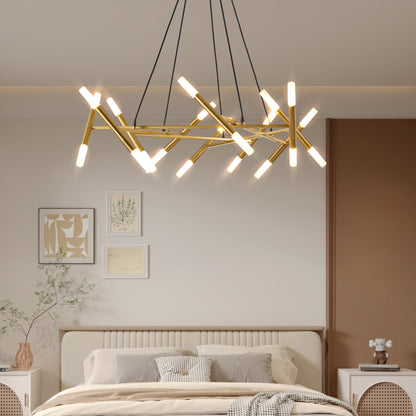 41" Gold Branch Chandelier with Frosted Tubes - view 4