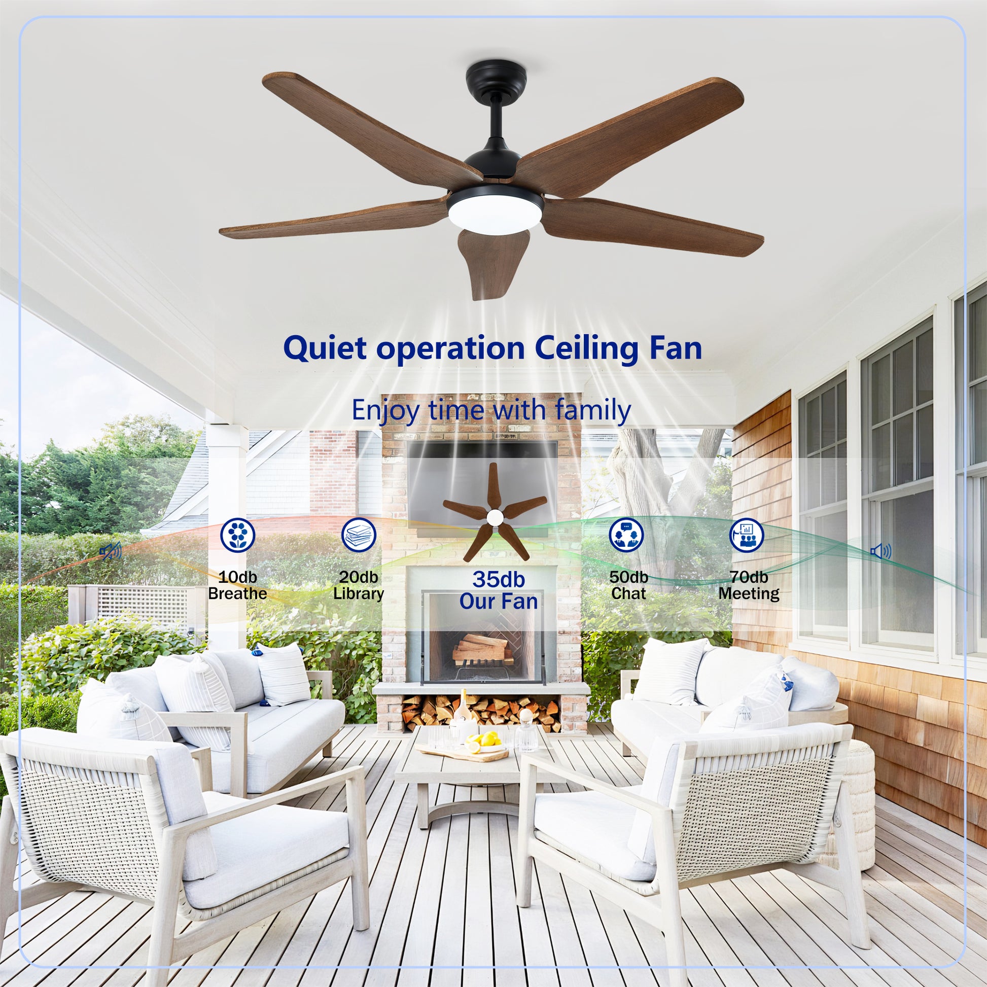 52" Black Brown Reversible Ceiling Fan with Light - view 14